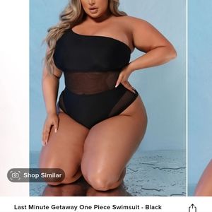 Black and mesh net one piece swim suit